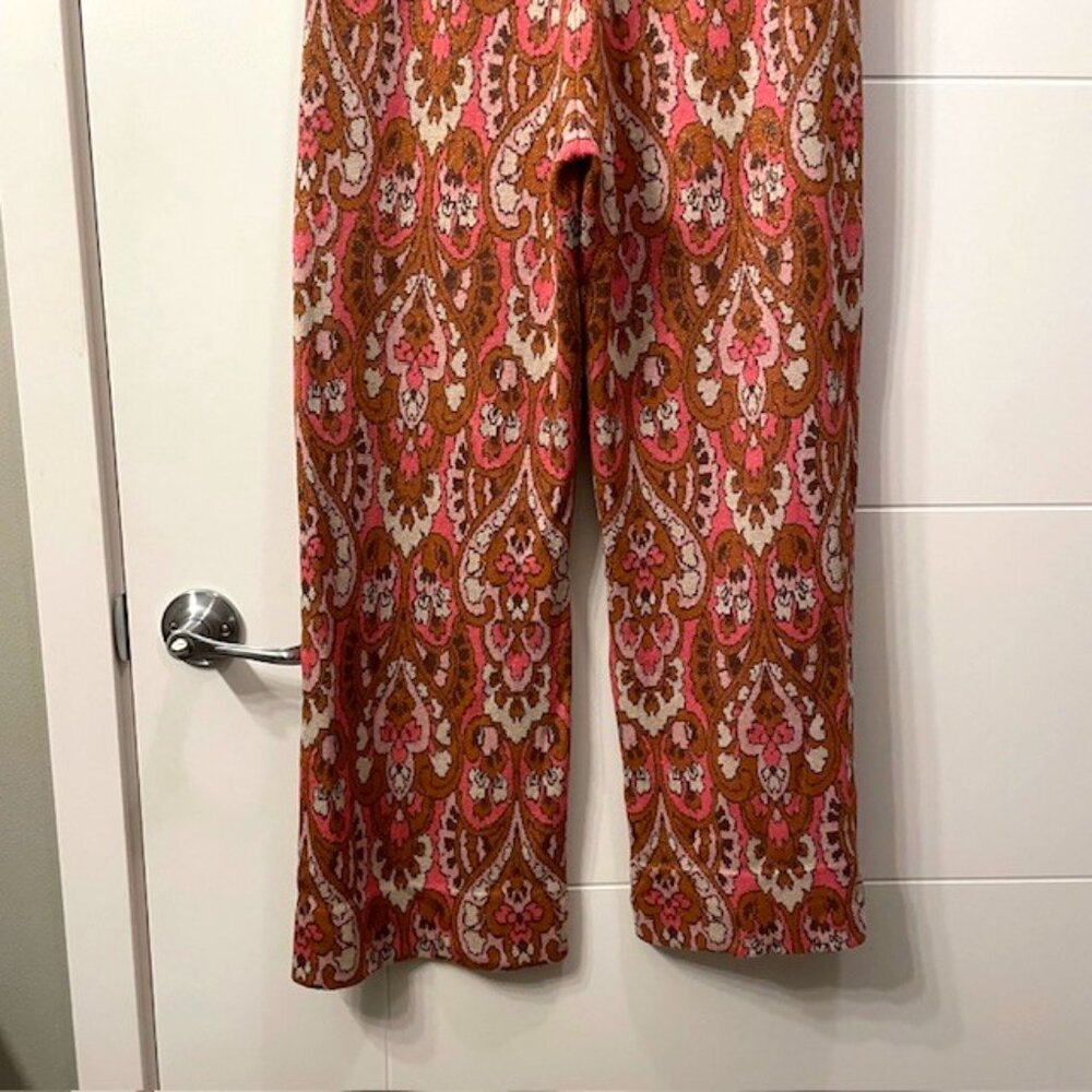 NWOT Sezane Dany Trousers Wide Leg Pull On Knit Pants Size Medium Groovy Retro - Picture 10 of 16